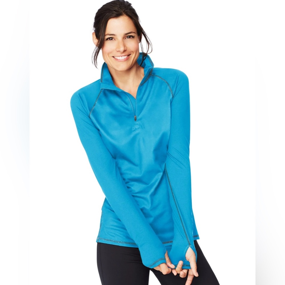 Hanes Women’s Sport Blue Long Sleeve Quarter-Zip